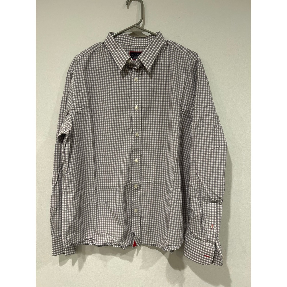 UNTUCKit Mens X Large Gingham Check Long Sleeve Button Down Shirt Cotton